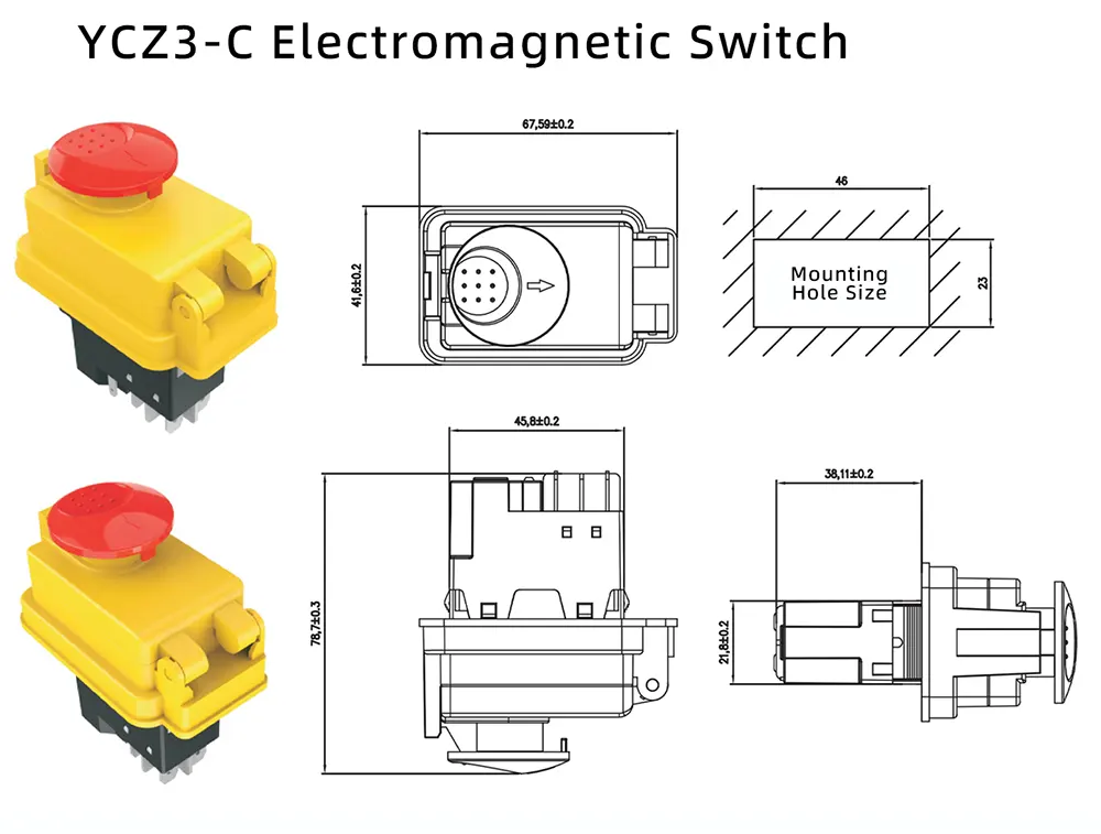 16A Medium Emergency Stop Cover Push Button Electromagnetic Switch